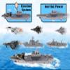 Crelloci Aircraft Carrier Military Naval Ship with Pull Back Army Fighter Jet Toy Small Scale Model Plane Submarine Kids' Play Vehicle Set for Boy Girl Children view 2