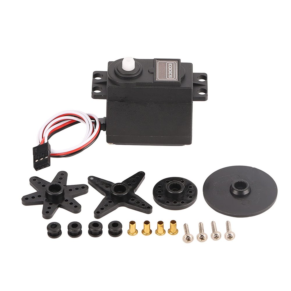 Alomejor RC Servo, Low Noise High Speed, Standard Servo Motor, Plastic Gear for RC Racing Model Building Drones Robotics Control Hobbyists Engineers