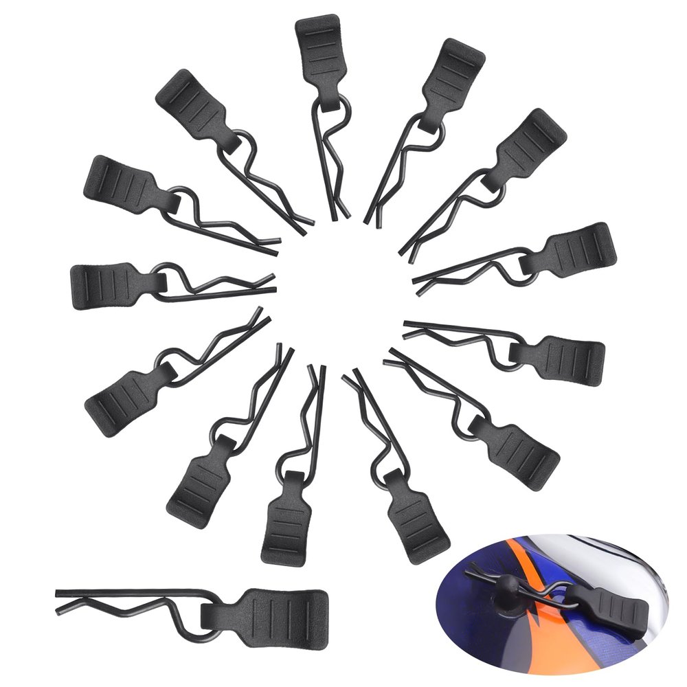AllinRC 50PCS RC Clips RC Body Clips with Pull Tabs for All 1/16 1/18 Traxxas Axial Redcat Tamiya Team Associated RC Car Shell (Black)