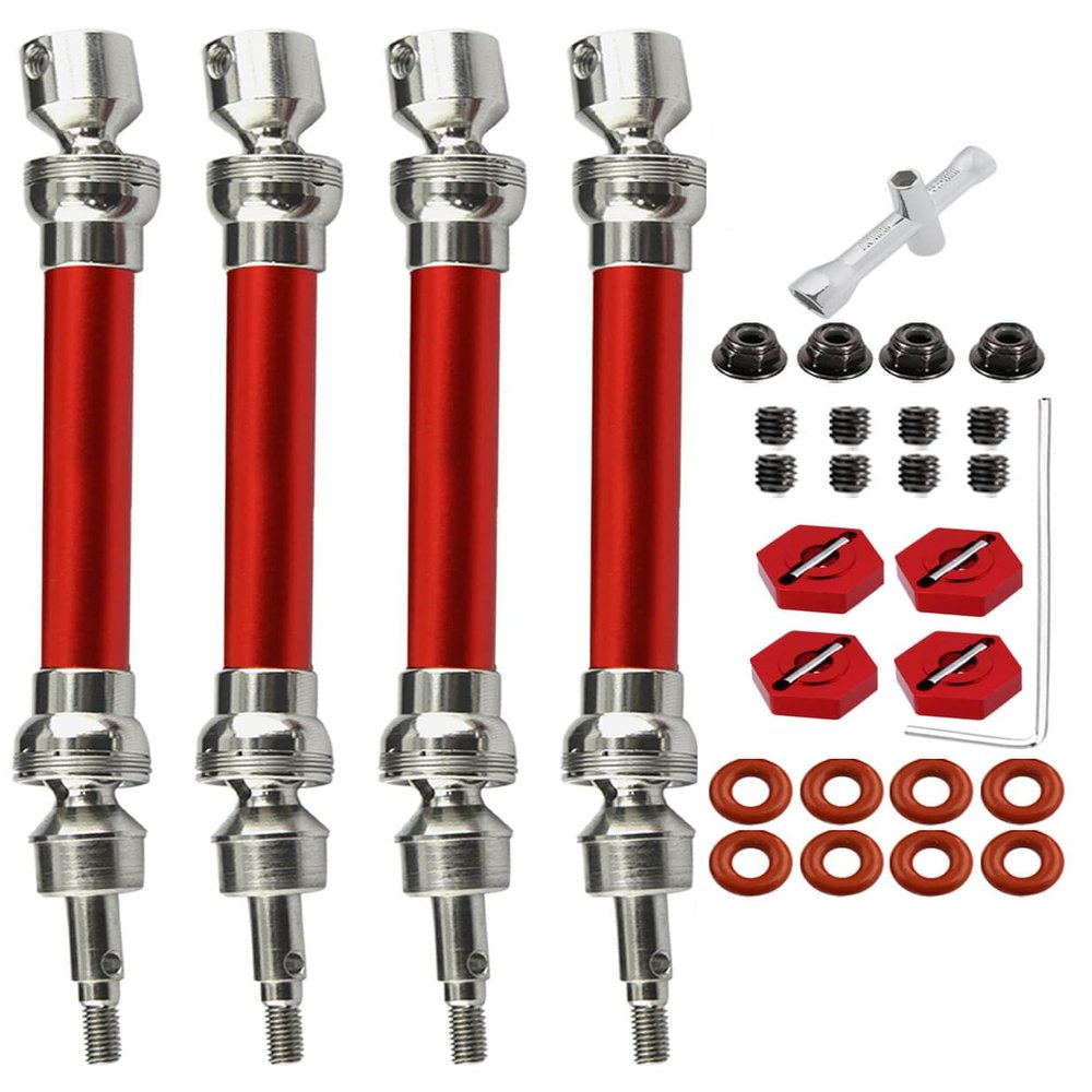 RCMYou Drive Shaft CVD Axles for 1/10 Big Rock V3 3S BLX 4x4 4WD,4Pcs RC Upgrades Parts,Front Rear Driveshafts for New Big Rock V3,RC Car Model #ARA4312V3,Red (More Power)