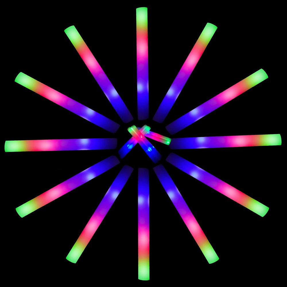 ColorHome Glow Sticks Bulk 150 Pcs - Light up Foam Sticks with 3 Modes Colorful Flashing Effect, Led Lights Glow in The Dark Party Supplies for Wedding Concert Raves Halloween Christmas