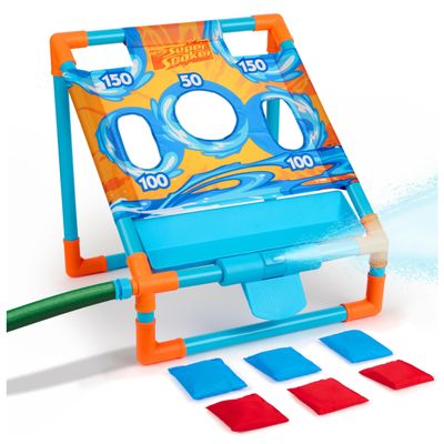 Nerf Super Soaker Toss N Splash Cornhole Set  Bean Bag Toss Game for Kids with a Splashtastic Water Twist for Outdoor Fun
