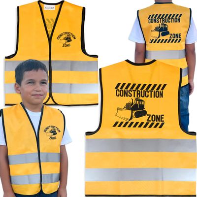 AnapoliZ Kids Construction Vest | Worker Costume | Party Dress Up | Zone Vest for Children | Yellow Reflective, Velcro Closure