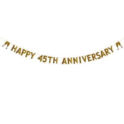 Betteryanzi Gold Glitter Banner for 45th Wedding Anniversary Party Decorations Supplies, Pre-Strung, Glitter Paper Garlands Backdrops,Letters Gold Happy 45TH Anniversary