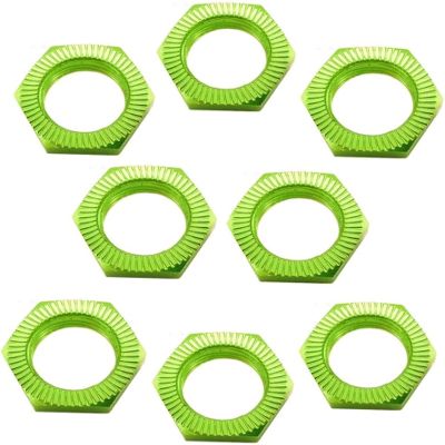 8 pcs Aluminum RC Wheel Nuts 17mm Thread 1.0mm for ARRMA HSP AXIAL FS HIMOTO Redcat Upgraded Hop-Up Parts (Green)