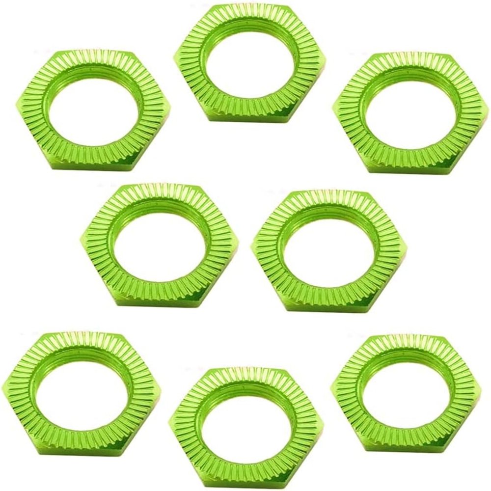 8 pcs Aluminum RC Wheel Nuts 17mm Thread 1.0mm for ARRMA HSP AXIAL FS HIMOTO Redcat Upgraded Hop-Up Parts (Green)