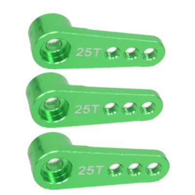 Aluminum 25T Steering Servo Horn Arm,RC Steering Servo Arm Horn for RC 1:8 1:10 Model Car/Boat Futaba HSP HPI Wltoys Himoto Redcat Axial 3 pcs/SetGreen