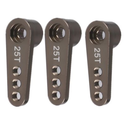 Aluminum 25T Steering Servo Horn Arm,RC Steering Servo Arm Horn for RC 1:8 1:10 Model Car/Boat Futaba HSP HPI Wltoys Himoto Redcat Axial 3 pcs/Set (Titanium)