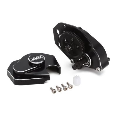 INJORA 16g Complete Transmission Gearbox with Steel 0.3 Mod Transmission Gear for Axial SCX24 Deadbolt C10 JLU Gladiator Bronco 1/24 RC Crawler Car Upgrade(Black)