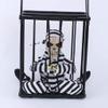 AMZOPDGS HUOLEO Halloween Props, Suspension Cage Prisoner Skull Terror Decorations Illuminate Voice for Bar Party-Cage Hanging Ghost with Eye mask (Cage Hanging Ghost) view 2