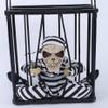 AMZOPDGS HUOLEO Halloween Props, Suspension Cage Prisoner Skull Terror Decorations Illuminate Voice for Bar Party-Cage Hanging Ghost with Eye mask (Cage Hanging Ghost) view 3