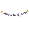 Betteryanzi Purple Glitter Paper Banner, Pre-Strung,27th Birthday/Wedding Anniversary Party Decoration Supplies, Letters Purple Cheers to 27 Years view 1