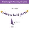 Betteryanzi Purple Glitter Paper Banner, Pre-Strung,27th Birthday/Wedding Anniversary Party Decoration Supplies, Letters Purple Cheers to 27 Years view 2