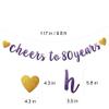 Betteryanzi Purple Glitter Paper Banner, Pre-Strung,80th Birthday/Wedding Anniversary Party Decoration Supplies, Letters Purple Cheers to 80 Years view 2
