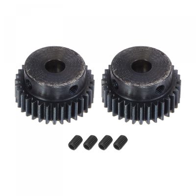 uxcell 1Mod 32T Pinion Gear 8mm Bore Hardened Steel Motor Rack Spur Gear with Step for RC Car Truck Buggy Gear Drive, 2 Set