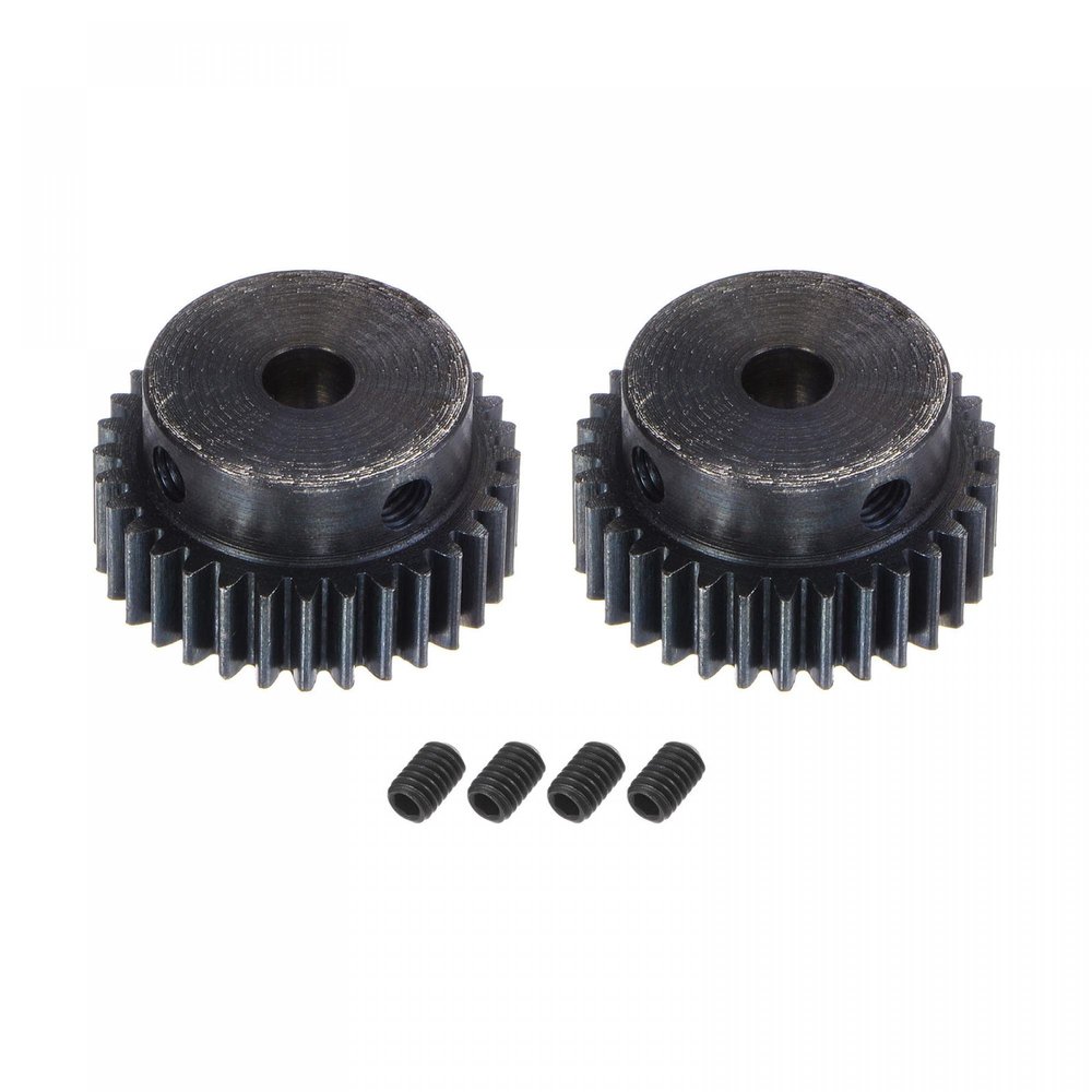 uxcell 1Mod 32T Pinion Gear 6mm Bore Hardened Steel Motor Rack Spur Gear with Step for RC Car Truck Buggy Gear Drive, 2 Set