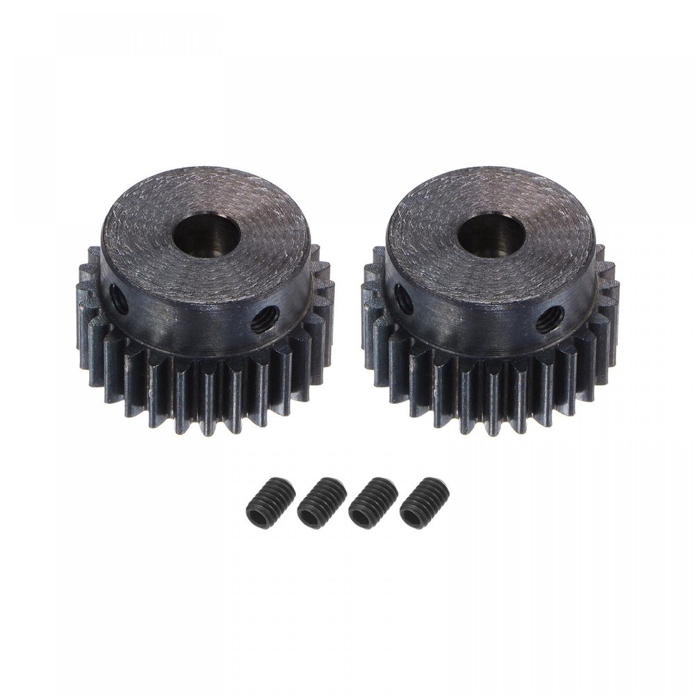 uxcell 1Mod 28T Pinion Gear 6mm Bore Hardened Steel Motor Rack Spur Gear with Step for RC Car Truck Buggy Gear Drive, 2 Set