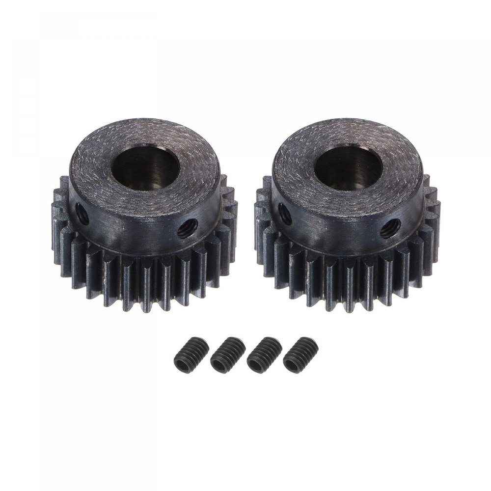 uxcell 1Mod 28T Pinion Gear 10mm Bore Hardened Steel Motor Rack Spur Gear with Step for RC Car Truck Buggy Gear Drive, 2 Set