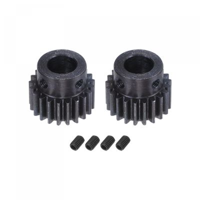 uxcell 1Mod 21T Pinion Gear 10mm Bore Hardened Steel Motor Rack Spur Gear with Step for RC Car Truck Buggy Gear Drive, 2 Set