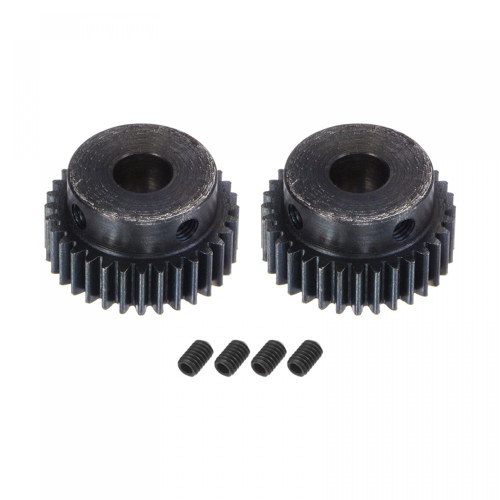 uxcell 1Mod 32T Pinion Gear 10mm Bore Hardened Steel Motor Rack Spur Gear with Step for RC Car Truck Buggy Gear Drive, 2 Set