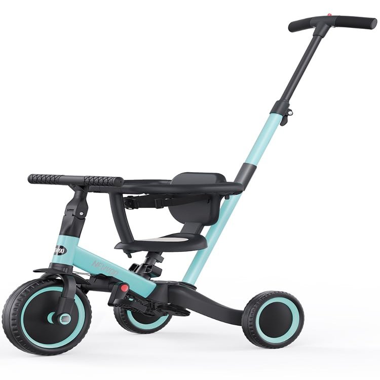 newyoo Toddler Tricycles for 1-3 Year Olds, Toddler Bike, Baby Balance Bike, Christmas and Birthday Gift for Boy and Girl, Trike with Push Handle, Safety Guard, Safety Belt, Blue, TR008