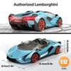 MIEBELY Lamborghini Remote Control Car, 1:12 Scale Lambo Toy Car 2 X 7.4V 900mAh Officially Licensed 12Km/h Fast Rc Cars with Led Light 2.4Ghz Model Car for Adult Boys Girls Birthday Ideas Gift - Blue view 3