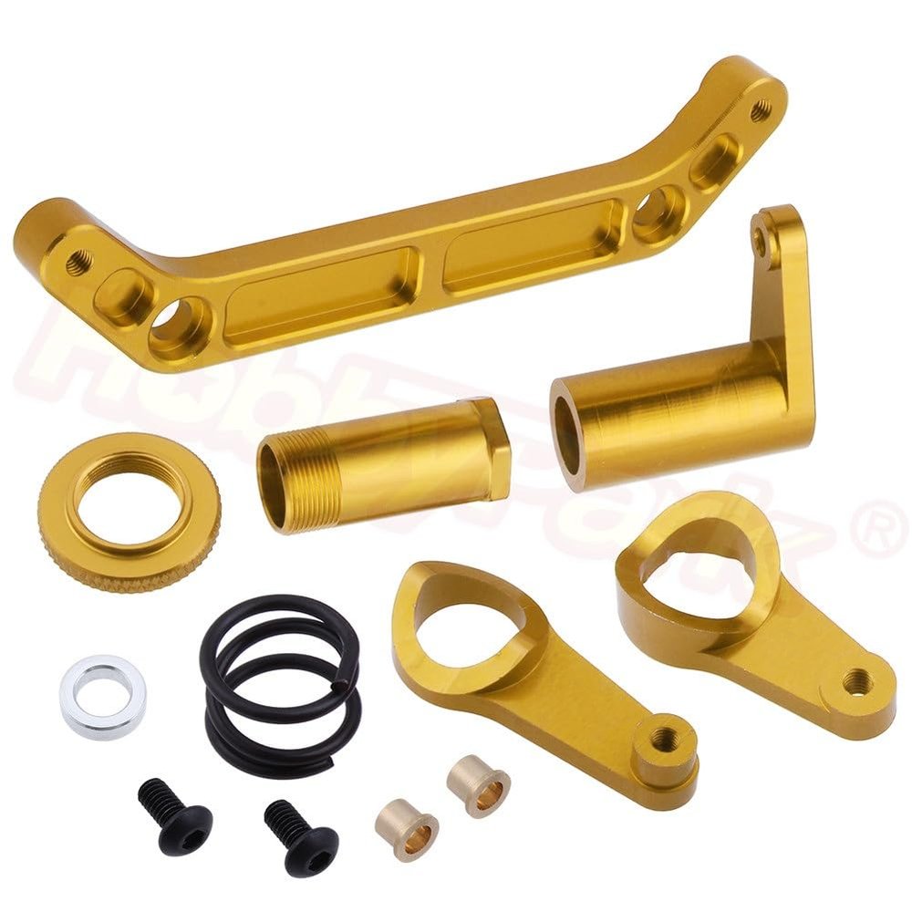Aluminium Steering Servo Saver Complete Set EA1009 EA1011 for JLB Racing Cheetah 1/10 Brushless RC Car Monster Truck Upgrade ( Color : Golden 6869 )