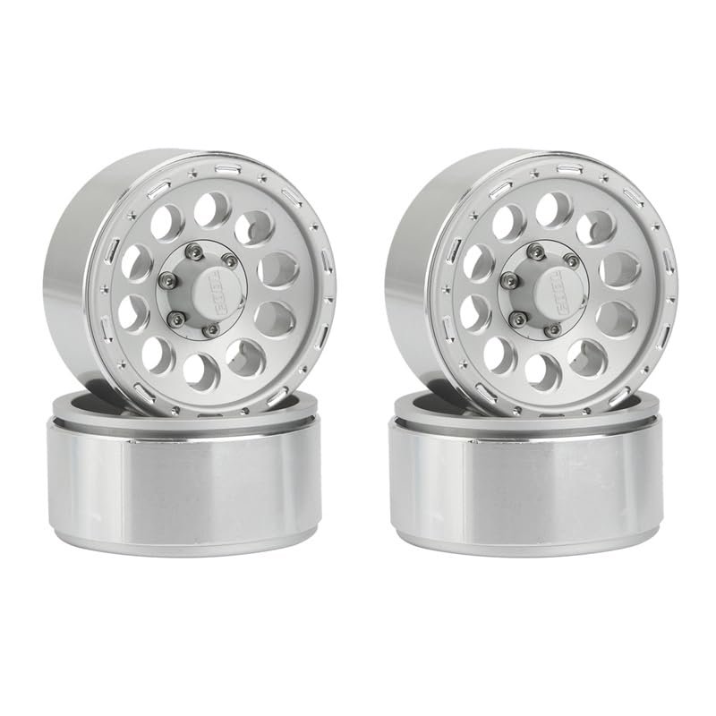 4PCS Metal 1.9Inch Beadlock Wheel Rims Hub for 1/10 RC Crawler Car Axial SCX10 90046 AXI03007 Traxxas TRX4 D90 Parts ( Color : Silver )