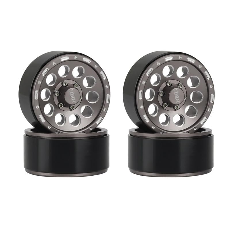 4PCS Metal 1.9Inch Beadlock Wheel Rims Hub for 1/10 RC Crawler Car Axial SCX10 90046 AXI03007 Traxxas TRX4 D90 Parts ( Color : Titanium Color )