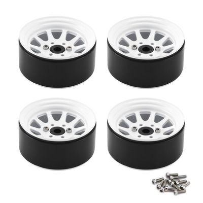Greendhat Metal Alloy 1.9 Beadlock Wheel Rims for Traxxas Axial 1:10 RC Crawler SCX10 AXI03007 90046 TRX4 Redcat GEN8 ( Color : White )
