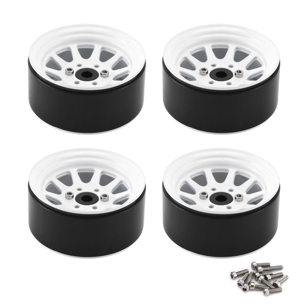 Greendhat Metal Alloy 1.9 Beadlock Wheel Rims for Traxxas Axial 1:10 RC Crawler SCX10 AXI03007 90046 TRX4 Redcat GEN8 ( Color : White )