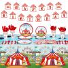 172 Pcs Carnival Party Decorations Set Circus Carnival Party Supplies Circus Tableware Happy Birthday Banners Plates Cups Napkins Tablecloth for Kids Birthday Carnival Party Decorations Supplies view 1