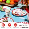 172 Pcs Carnival Party Decorations Set Circus Carnival Party Supplies Circus Tableware Happy Birthday Banners Plates Cups Napkins Tablecloth for Kids Birthday Carnival Party Decorations Supplies view 4