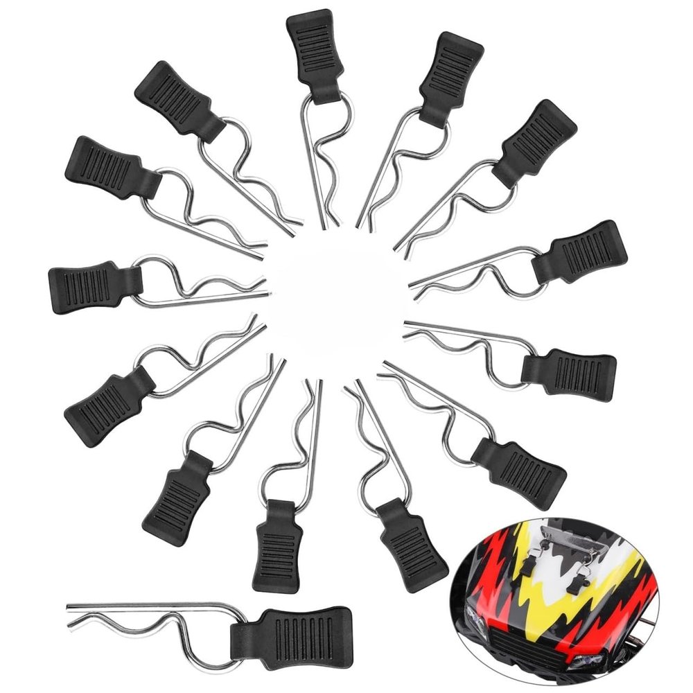 CrazyHobby 50pcs 1/8 1/10 RC Body Clips with Pull Tabs Compatiable with Traxass TRX4 Arrma Axial SCX10 Redcat Losi Tamiya HPI HSP Himoto RC Car (Silver)