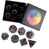 TUMBEELLUWA Engraved Crystal Stone Polyhedral Dice Set for RPG MTG Dungeons and Dragons Table Game 7 Pieces DND Board Game Dices with Pouch, Ruby in Fuchsite view 4
