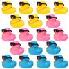 18 Pcs Mini Rubber Ducks Tiny Rubber Ducks Bulk with Sunglasses, Duckies for Party Favors Carnival Gift(Yellow, Pink, Blue) view 1