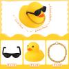 18 Pcs Mini Rubber Ducks Tiny Rubber Ducks Bulk with Sunglasses, Duckies for Party Favors Carnival Gift(Yellow, Pink, Blue) view 3