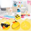 18 Pcs Mini Rubber Ducks Tiny Rubber Ducks Bulk with Sunglasses, Duckies for Party Favors Carnival Gift(Yellow, Pink, Blue) view 4