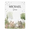 Artsadd Custom Woodland Animal Blanket for Baby Boys Kids Toddler, Personalized Jungle Animal Baby Blanket with Name, Customized Bear Deer Wolf Forest Adventure Awaits Blanket for Birthday view 1