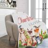 Artsadd Custom Woodland Animal Blanket for Baby Boys Kids Toddler, Personalized Jungle Animal Baby Blanket with Name, Customized Fox Rabbit Deer Blanket with Flower Design for Birthday view 2