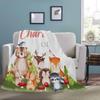 Artsadd Custom Woodland Animal Blanket for Baby Boys Kids Toddler, Personalized Jungle Animal Baby Blanket with Name, Customized Fox Rabbit Deer Blanket with Flower Design for Birthday view 3