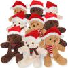 9 Pcs 9 Inch Christmas Bear Plush Bear Stuffed Animal Toys Santa Cuties with Santa Hat Scarf Xmas Cuties Preschool Stuffed Animals Toys for Christmas Boy Girl Birthday Gifts, 3 Colors, Long Leg Style view 1