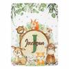 Artsadd Custom Woodland Animal Blanket for Baby Boys Kids Toddler, Personalized Jungle Animal Baby Blanket with Name, Customized Fox Rabbit Bear Adventure Awaits Blanket for Birthday view 1