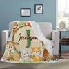 Artsadd Custom Woodland Animal Blanket for Baby Boys Kids Toddler, Personalized Jungle Animal Baby Blanket with Name, Customized Fox Rabbit Bear Adventure Awaits Blanket for Birthday view 3