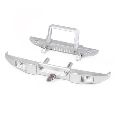 RC Crawler Car Front Rear Bumper with Tow Hook Winch Base for 1/6 SCX6 Jeep JLU Wrangler 4WD Upgrade Parts-2 in 1 Silver(2 in 1 Silver)