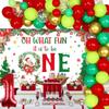 Sursurprise Christmas First Birthday Party Decorations, Xmas Balloon Garland Arch Kit With Oh What Fun It Is To Be One Backdrop for Boys or Girls Winter Holiday 1st Birthday Party Supplies view 1