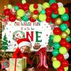 Sursurprise Christmas First Birthday Party Decorations, Xmas Balloon Garland Arch Kit With Oh What Fun It Is To Be One Backdrop for Boys or Girls Winter Holiday 1st Birthday Party Supplies view 2