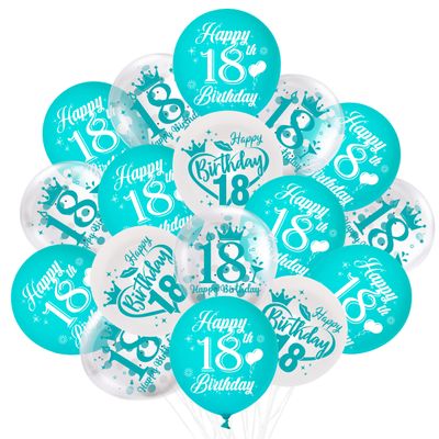 18th Birthday Latex Balloons, Pack of 45 Turquoise 18 Year Old Birthday Decorations - Teal Blue White Sweet 18th Party Supplies for Girls