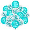 18th Birthday Latex Balloons, Pack of 45 Turquoise 18 Year Old Birthday Decorations - Teal Blue White Sweet 18th Party Supplies for Girls view 1