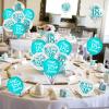 18th Birthday Latex Balloons, Pack of 45 Turquoise 18 Year Old Birthday Decorations - Teal Blue White Sweet 18th Party Supplies for Girls view 2